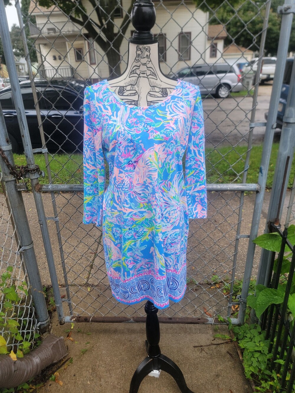 Lilly Pulitzer Bay Dress in Multi Sunset Safari Engineered, style #27869 Size M